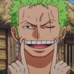 Roronoa Zoro in One Piece with his iconic three swords, exuding strength and determination.