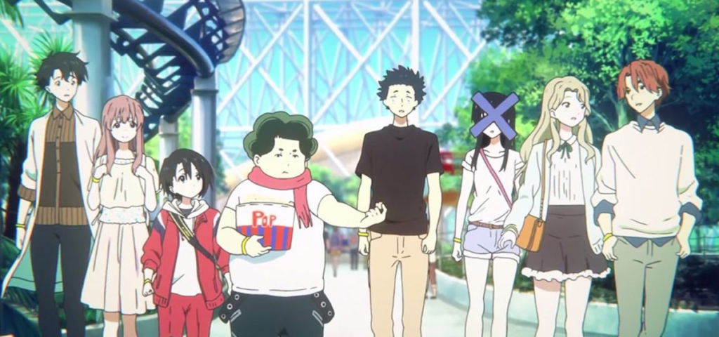 Nishimiya, ishida and their friends going to amusement part