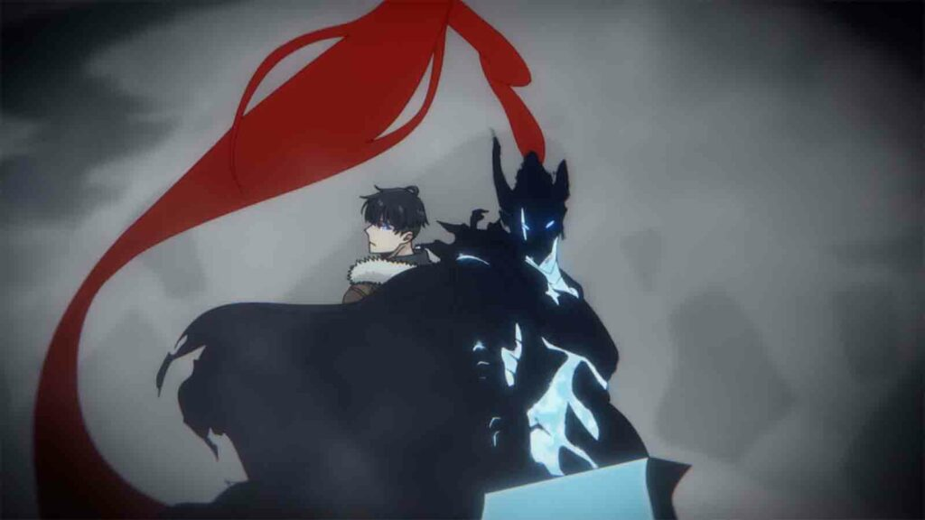 Shadow monarch Jinwoo with igris in episode 1 fighting elves(Image via A-1 Pictures)