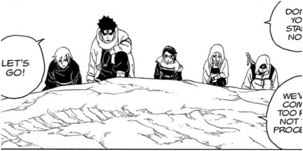 Team 7 and Team Shinki from Boruto: Two Blue Vortex Chapter 18